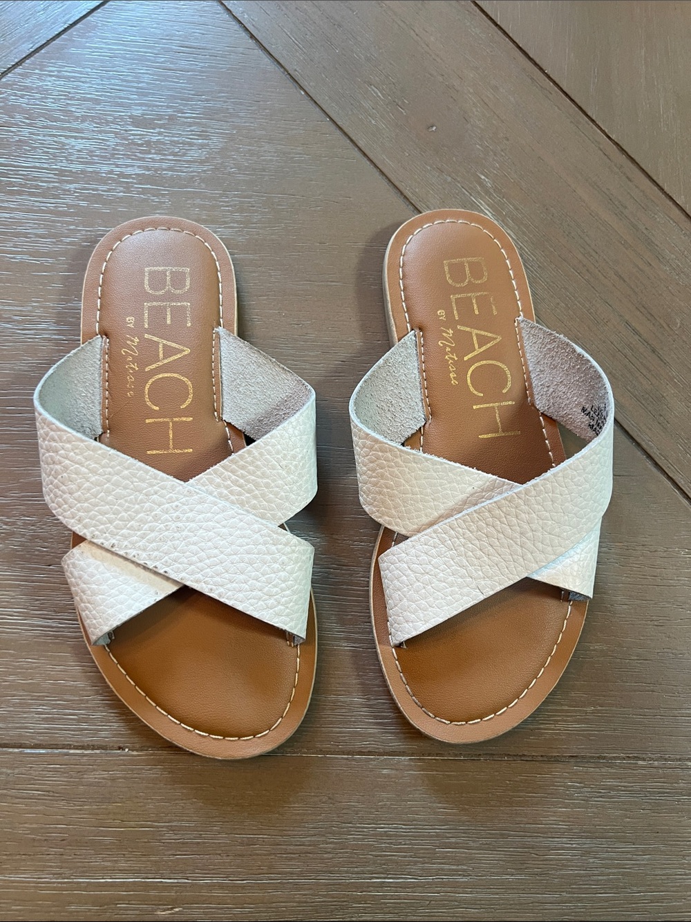 Kids Matisse Beach White Crisscross Slide Sandals